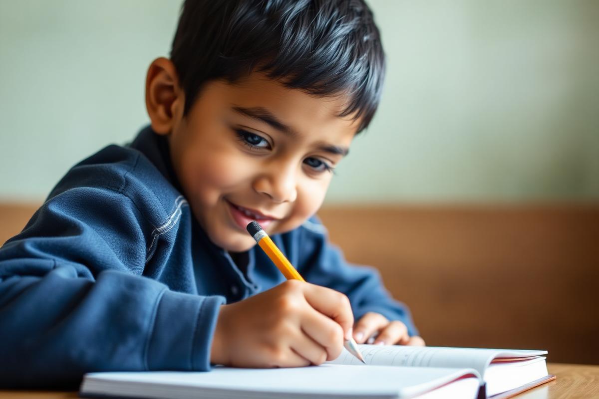 Child writing in a notebook